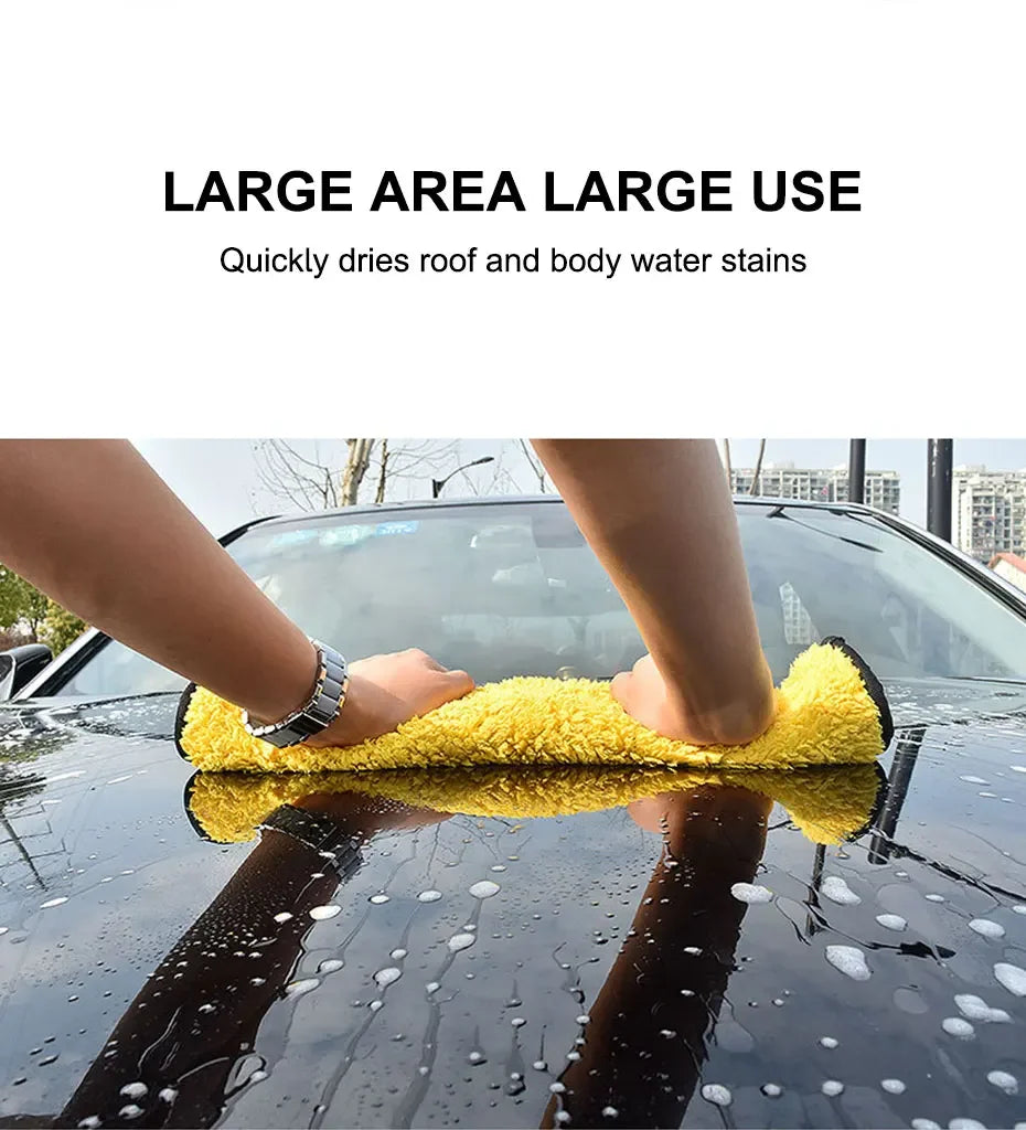 Microfiber Car Washing Towel 400GSM Double-Sided Coral Velvet Clean Towels High Water Absorption Car Wash Drying Cloth