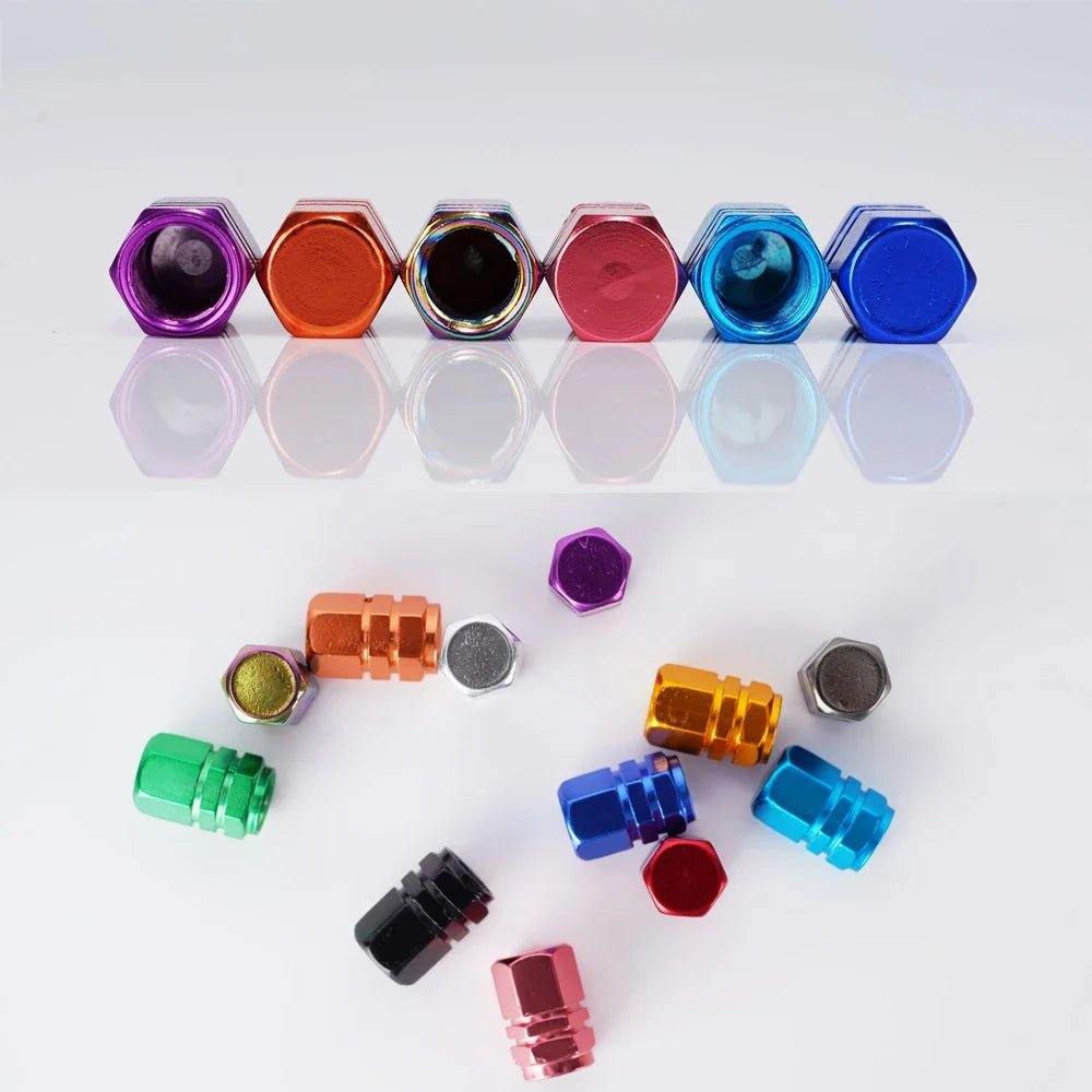 Aluminum Alloy Car Tire Valve Stem Caps Tyre Rim Valve Nipple Covers Dustproof Waterproof For Automobiles Motorcycles Trucks - All in 1