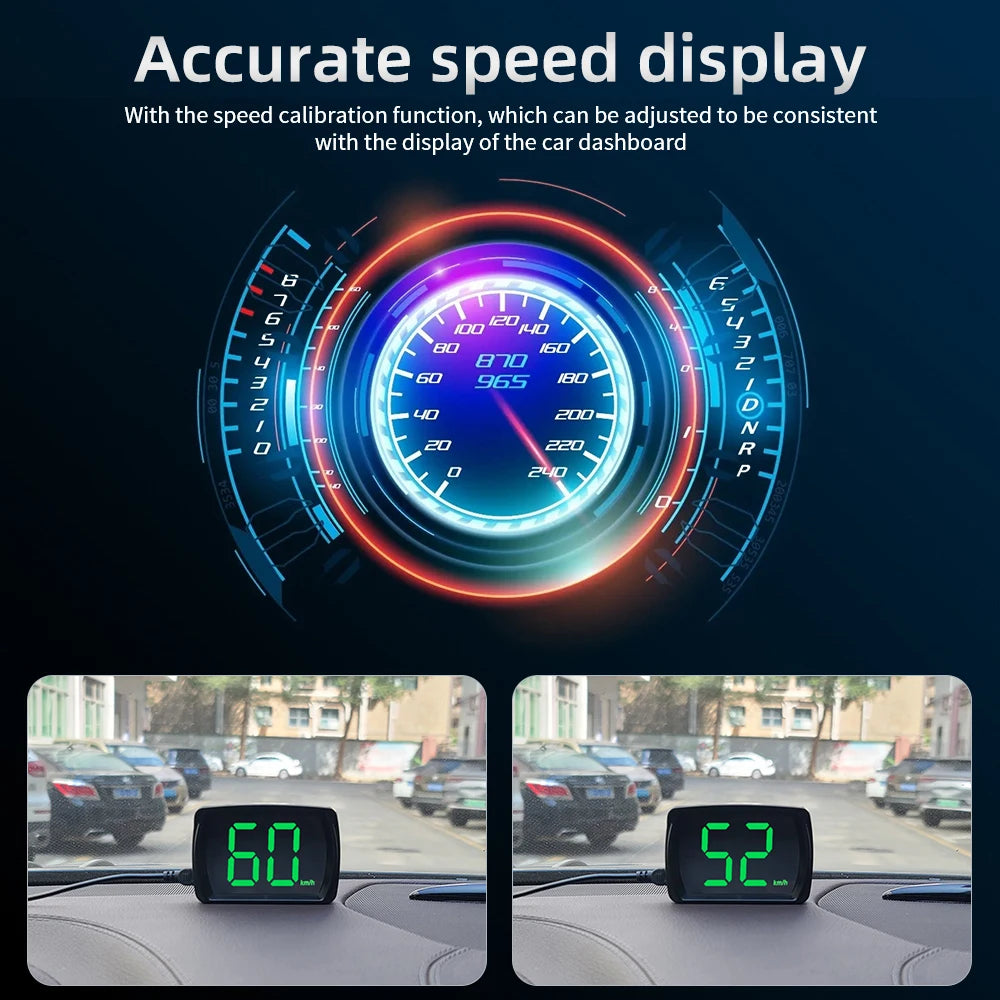 P1 Digital HUD Car Head Up Display On Board Computer Clock Slope Meter GPS Speedometer OBD2 Diagnostic Tools Instrument Cluster