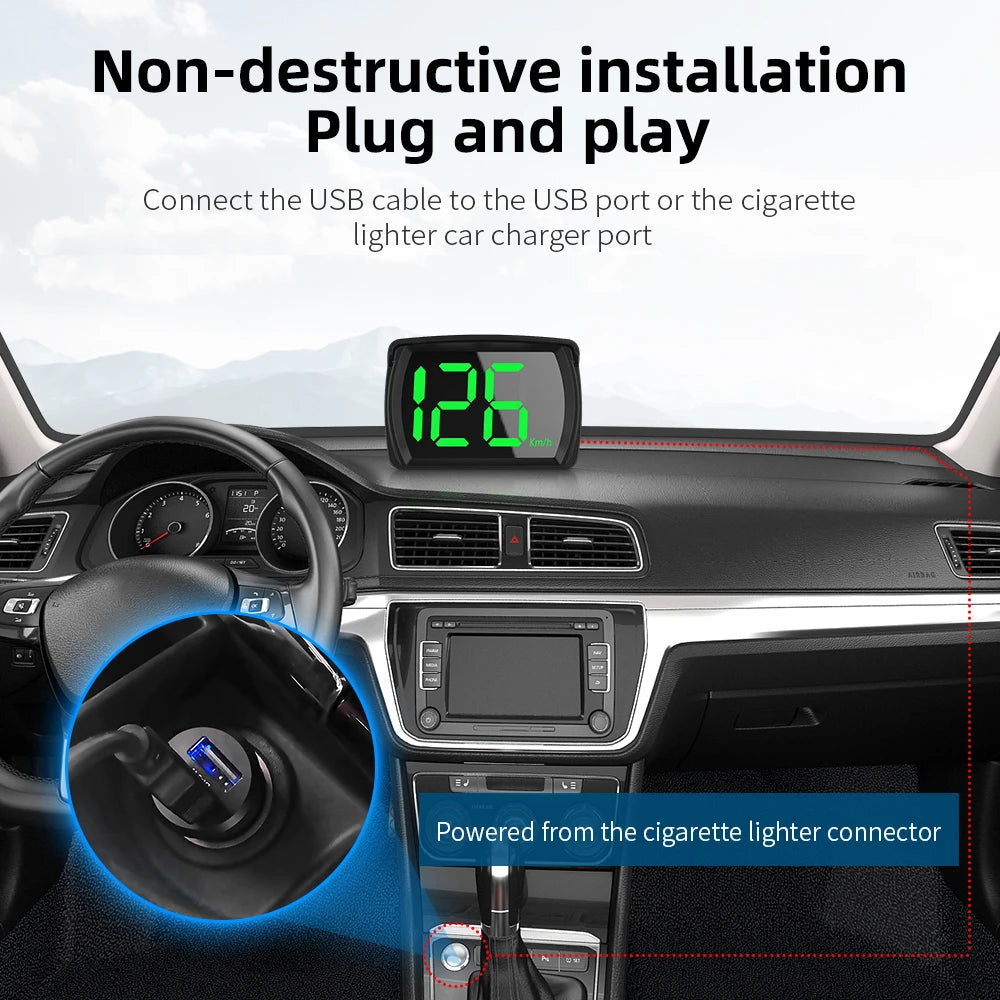 P1 Digital HUD Car Head Up Display On Board Computer Clock Slope Meter GPS Speedometer OBD2 Diagnostic Tools Instrument Cluster