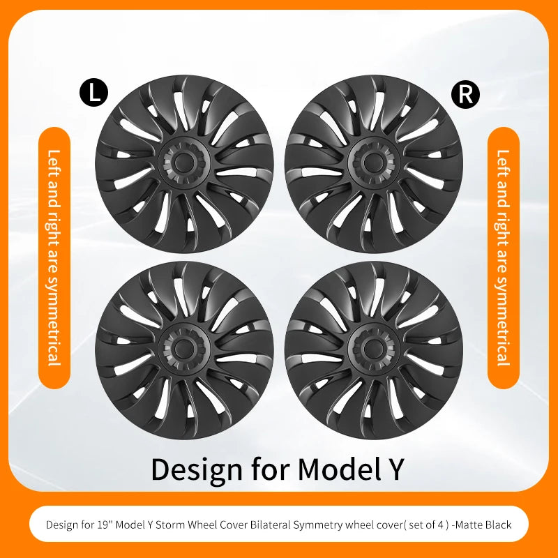 Tesla Model Y Wheel Covers - 19 Inch Storm Style Hubcaps (Set of 4)