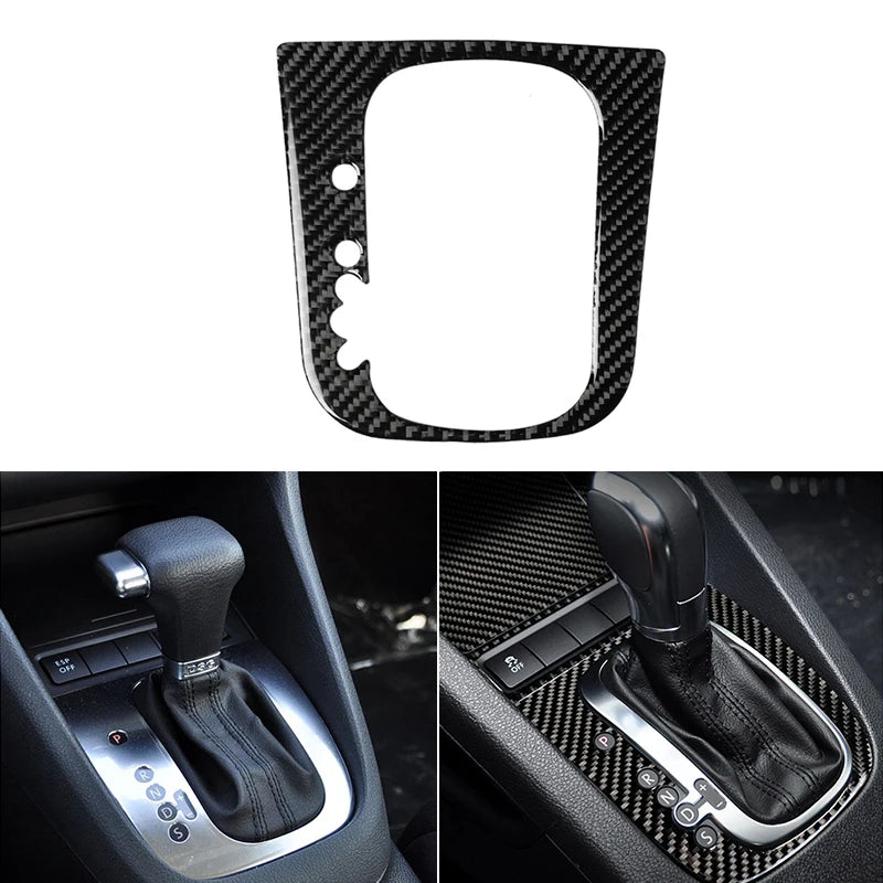 For VW Golf 6 MK6 Car Carbon Fiber Center Control Panel Air Vent Gear Shift Frame Headlight Switch Ashtray Box Cover Inner Trim