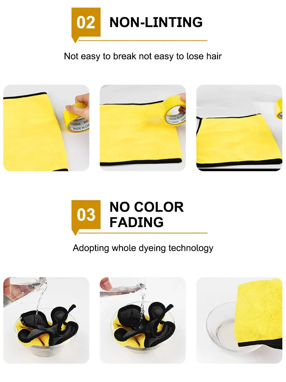 Microfiber Car Washing Towel 400GSM Double-Sided Coral Velvet Clean Towels High Water Absorption Car Wash Drying Cloth