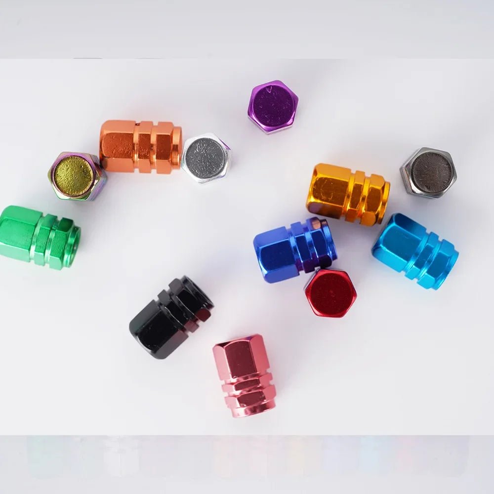 Aluminum Alloy Car Tire Valve Stem Caps Tyre Rim Valve Nipple Covers Dustproof Waterproof For Automobiles Motorcycles Trucks - All in 1