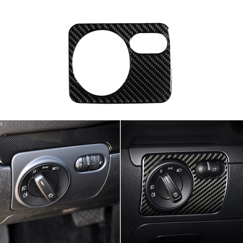 For VW Golf 6 MK6 Car Carbon Fiber Center Control Panel Air Vent Gear Shift Frame Headlight Switch Ashtray Box Cover Inner Trim