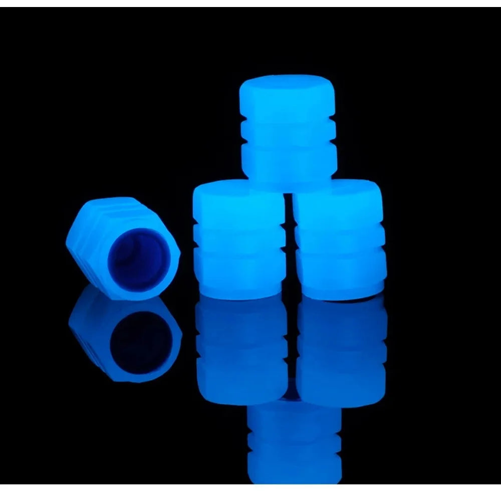 4/20PCS Luminous Tire Valve Caps Motorcycle Bike Wheel Nozzle Dustproof Tyre Valve Stem Fluorescent Night Glowing Car Decor