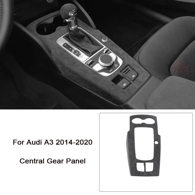 For Audi A3 A3L S3 2014 2015 2016 2017 2018 2019 2020 Alcantara Overlay Cover Car Gearshift Panel Armrest Box Frame Shell - All in One