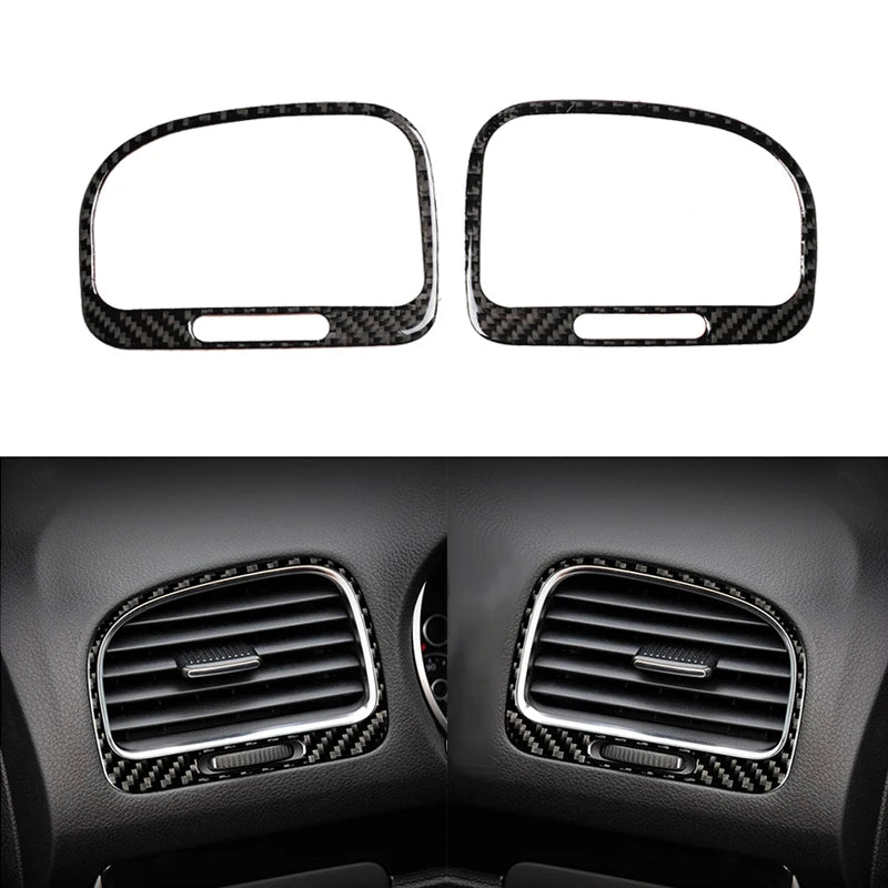For VW Golf 6 MK6 Car Carbon Fiber Center Control Panel Air Vent Gear Shift Frame Headlight Switch Ashtray Box Cover Inner Trim - All in 1