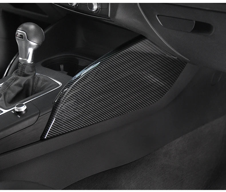 For Audi A3 2014-2020 Carbon Fibre Interior Decorative Mouldings Gear Lever Collar Console Dashboard Armrest Cover Pad Shell