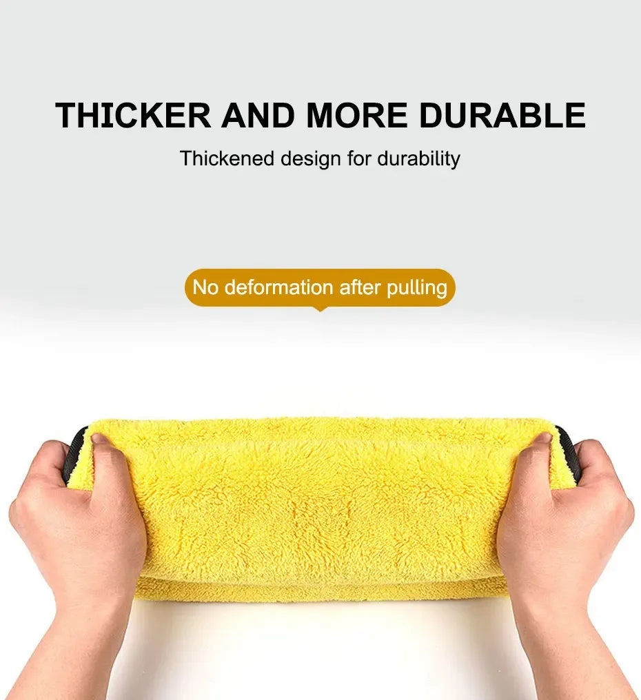 Microfiber Car Washing Towel 400GSM Double-Sided Coral Velvet Clean Towels High Water Absorption Car Wash Drying Cloth