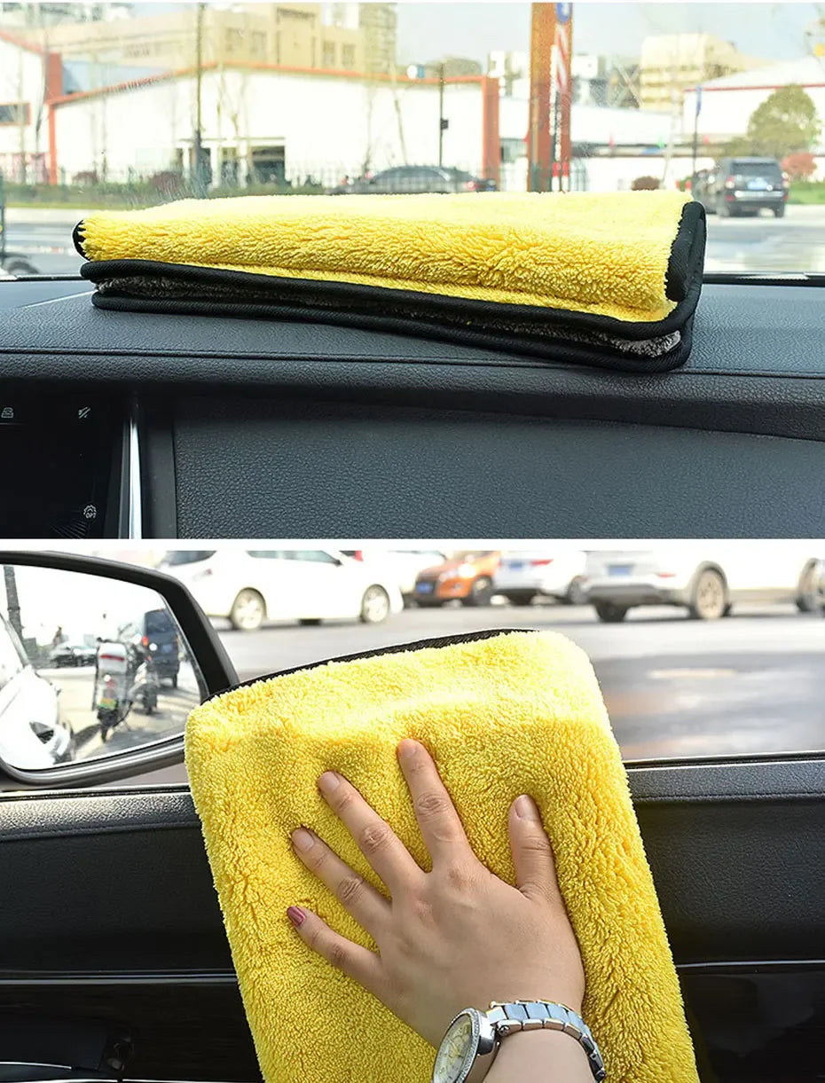 Microfiber Car Washing Towel 400GSM Double-Sided Coral Velvet Clean Towels High Water Absorption Car Wash Drying Cloth