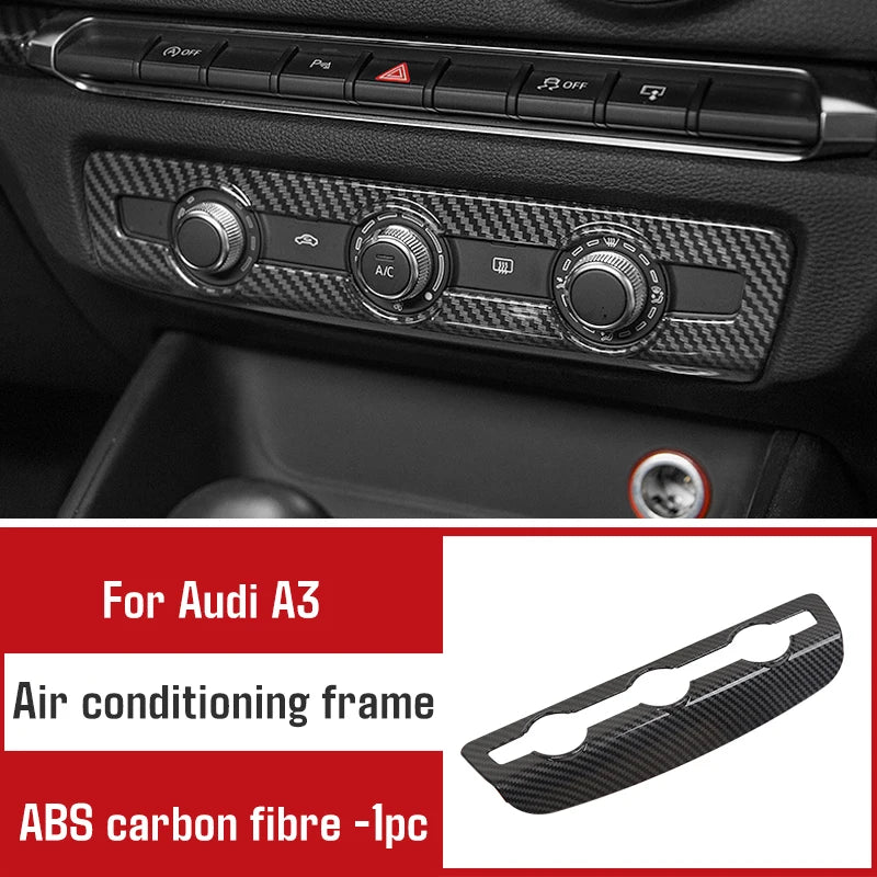 For Audi A3 2014-2020 Carbon Fibre Interior Decorative Mouldings Gear Lever Collar Console Dashboard Armrest Cover Pad Shell