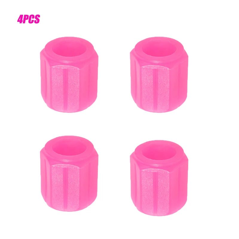 Fluorescent Pink Valve Cap Car Tire Valve Stem Caps for Bike Motorcycle Luminous Wheel Tire Protective Cover 5 Styles - All in One
