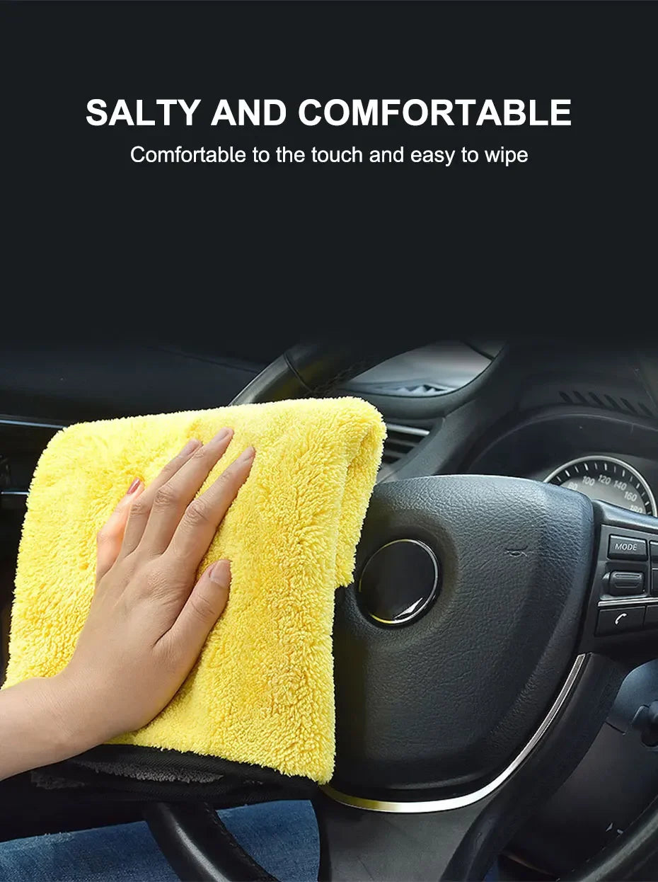 Microfiber Car Washing Towel 400GSM Double-Sided Coral Velvet Clean Towels High Water Absorption Car Wash Drying Cloth