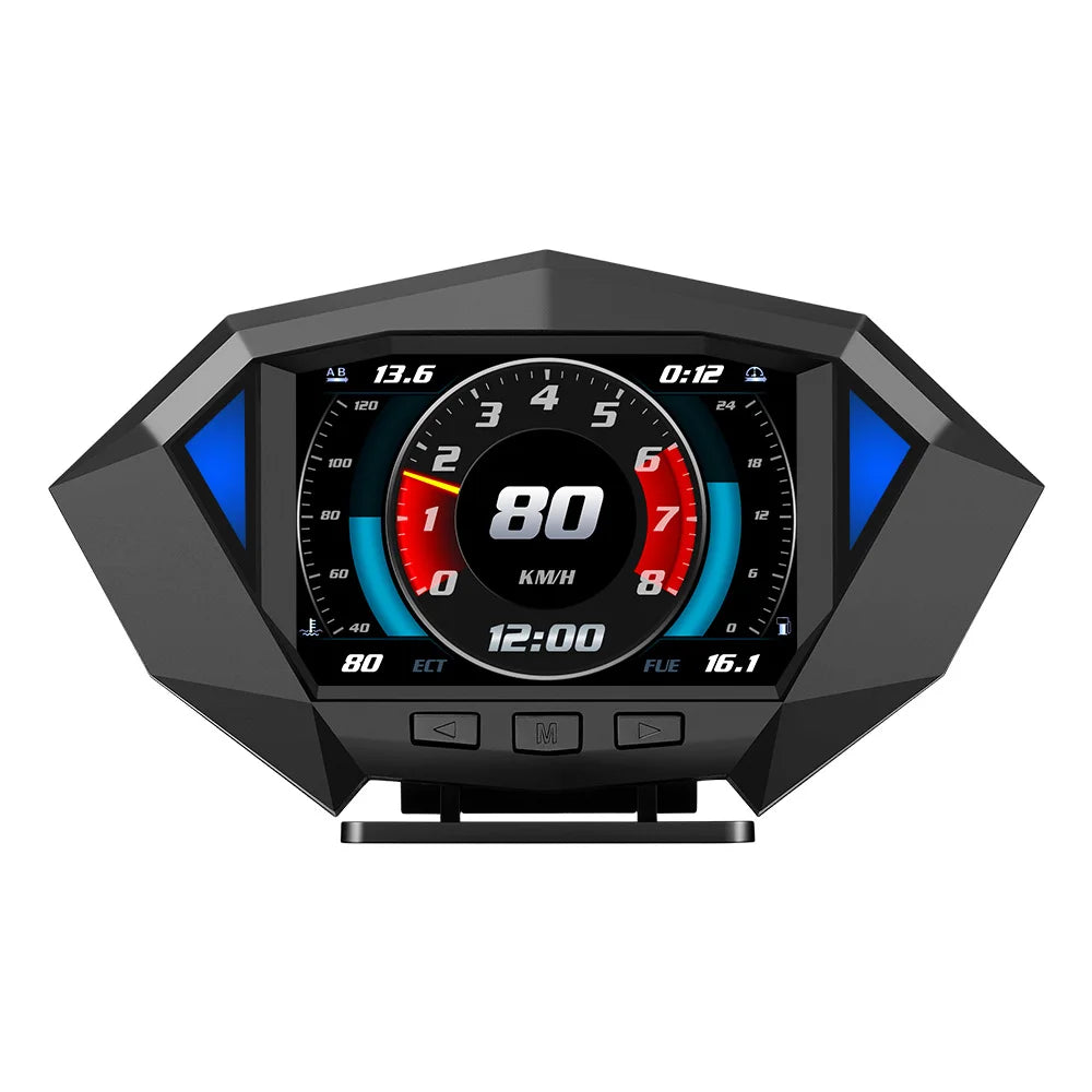 P1 Digital HUD Car Head Up Display On Board Computer Clock Slope Meter GPS Speedometer OBD2 Diagnostic Tools Instrument Cluster