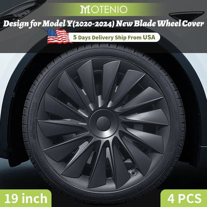 Design for TESLA Model Y 2020 - 2024 Vehicle Full Coverage New Blade Wheel Cover Cap 19 Inches Hubcaps Automobile Accessories - All in 1