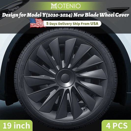 Design for TESLA Model Y 2020 - 2024 Vehicle Full Coverage New Blade Wheel Cover Cap 19 Inches Hubcaps Automobile Accessories - All in 1