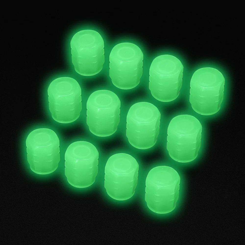Luminous Tire Valve Caps Car Bicycle Motorcycle Wheel Hub Night Glow Decor Tire Dust-Proof Cover Universal Car Accessories
