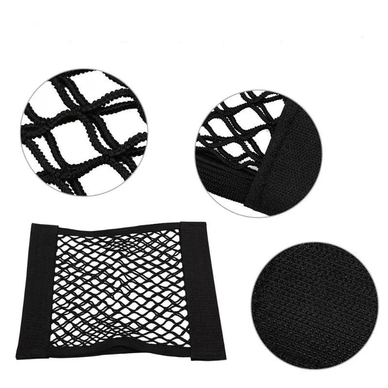 Car Back Rear Mesh Trunk Seat Elastic String Net Magic Sticker Universal Storage Bag Pocket Cage Auto Organizer Seat Back Bag - All in One