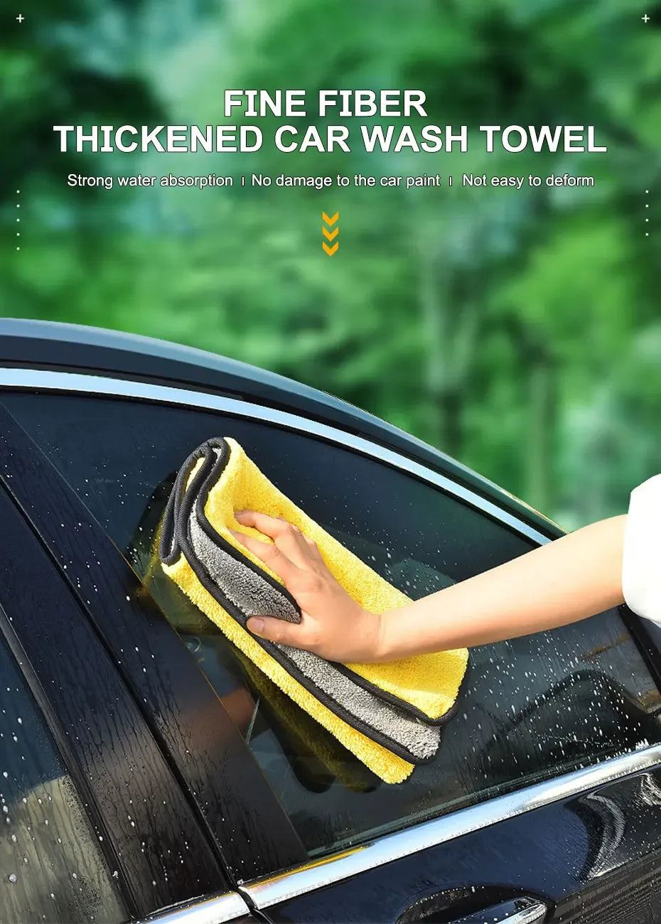 Microfiber Car Washing Towel 400GSM Double-Sided Coral Velvet Clean Towels High Water Absorption Car Wash Drying Cloth