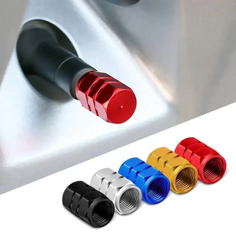 Aluminum Alloy Car Tire Valve Stem Caps Tyre Rim Valve Nipple Covers Dustproof Waterproof For Automobiles Motorcycles Trucks - All in 1
