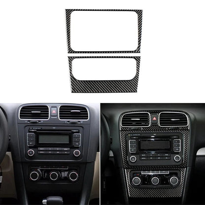 For VW Golf 6 MK6 Car Carbon Fiber Center Control Panel Air Vent Gear Shift Frame Headlight Switch Ashtray Box Cover Inner Trim - All in 1