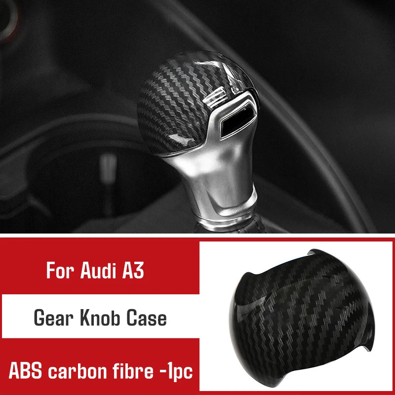 For Audi A3 2014-2020 Carbon Fibre Interior Decorative Mouldings Gear Lever Collar Console Dashboard Armrest Cover Pad Shell