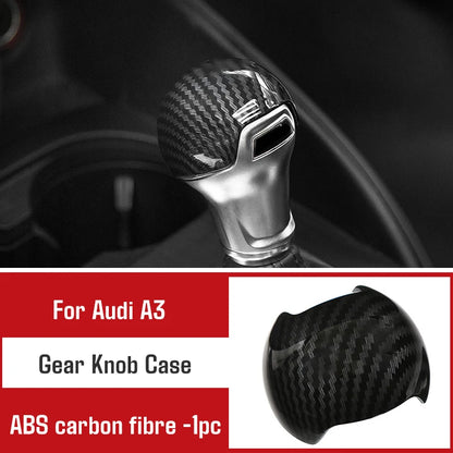 For Audi A3 2014-2020 Carbon Fibre Interior Decorative Mouldings Gear Lever Collar Console Dashboard Armrest Cover Pad Shell