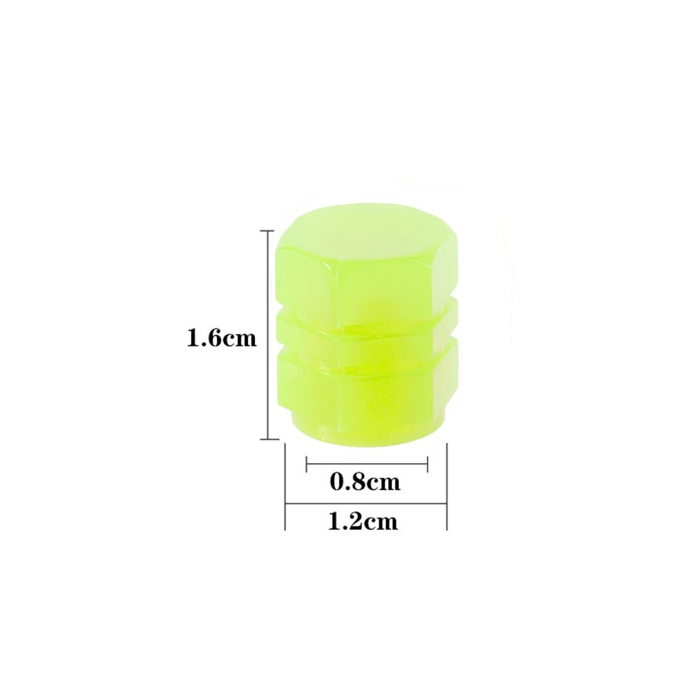 Glow Valve Cap Yellow Green Luminous Tire Valve Cap Car Motorcycle Bike Wheel Hub Glowing Dustproof Tyre Rim Decorative Cover - All in 1