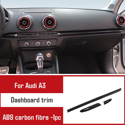 For Audi A3 2014-2020 Carbon Fibre Interior Decorative Mouldings Gear Lever Collar Console Dashboard Armrest Cover Pad Shell
