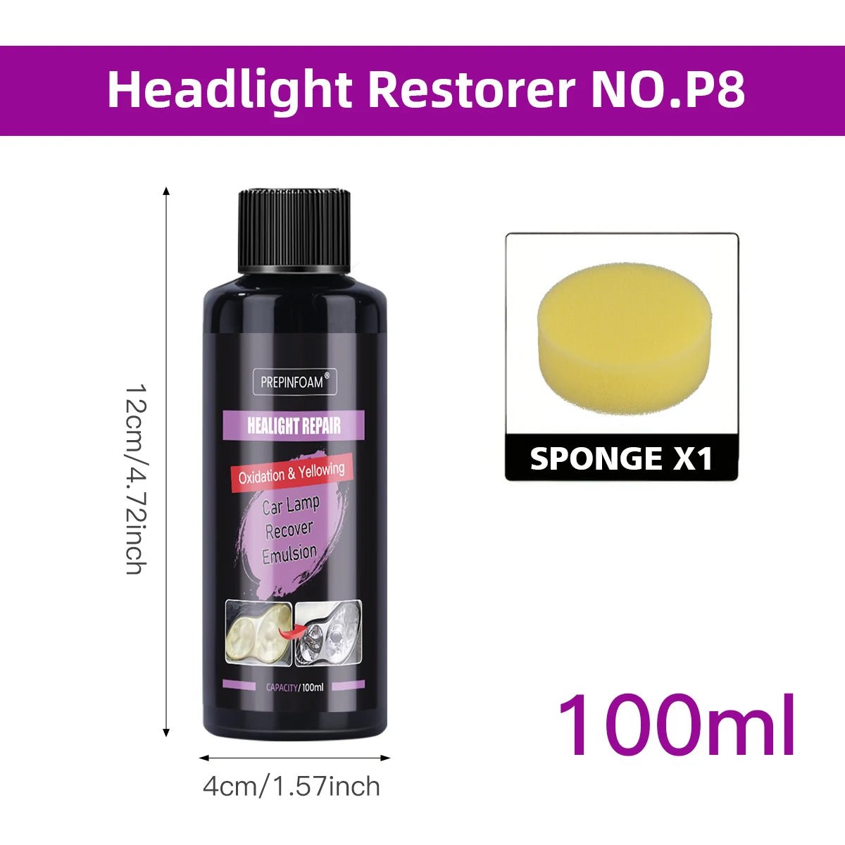 Car Headlight Restoration Polishing Kits Headlamp Repair Cleaning Paste Remove Oxidation Headlight Polish Liquid - All in 1