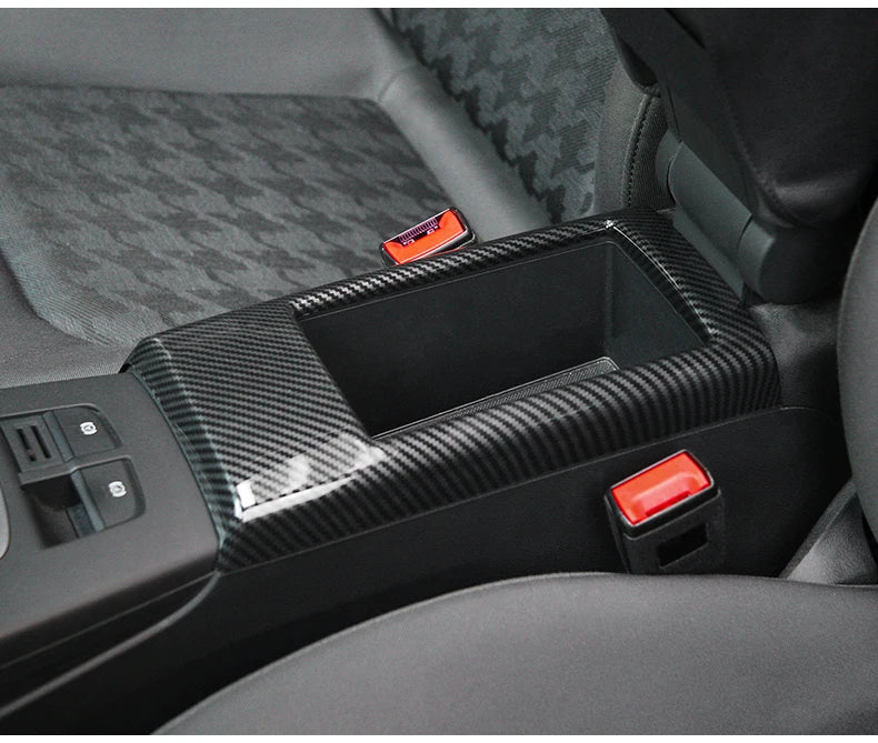 For Audi A3 2014-2020 Carbon Fibre Interior Decorative Mouldings Gear Lever Collar Console Dashboard Armrest Cover Pad Shell