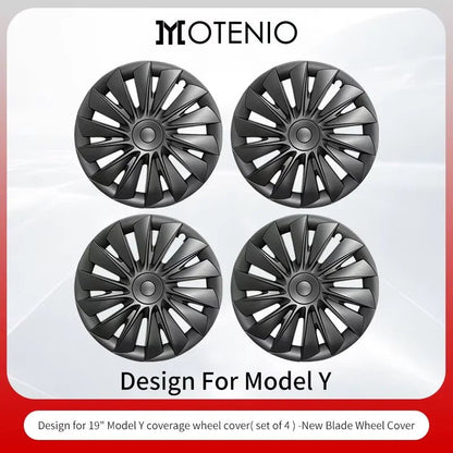 4PCS for Model Y2020 - 2024 Vehicle Full Coverage New Blade Wheel Cover Cap 19 Inches Hubcaps Automobile Accessories for Tesla - All in One