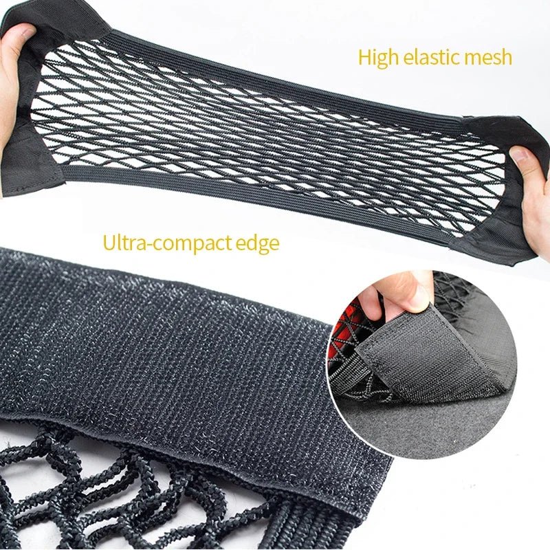 Car Back Rear Mesh Trunk Seat Elastic String Net Magic Sticker Universal Storage Bag Pocket Cage Auto Organizer Seat Back Bag - All in 1