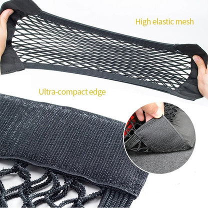 Car Back Rear Mesh Trunk Seat Elastic String Net Magic Sticker Universal Storage Bag Pocket Cage Auto Organizer Seat Back Bag - All in 1