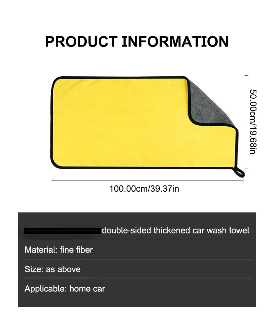 Microfiber Car Washing Towel 400GSM Double-Sided Coral Velvet Clean Towels High Water Absorption Car Wash Drying Cloth