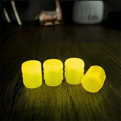 4/20PCS Luminous Tire Valve Caps Motorcycle Bike Wheel Nozzle Dustproof Tyre Valve Stem Fluorescent Night Glowing Car Decor