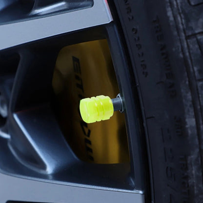 Glow Valve Cap Yellow Green Luminous Tire Valve Cap Car Motorcycle Bike Wheel Hub Glowing Dustproof Tyre Rim Decorative Cover - All in 1