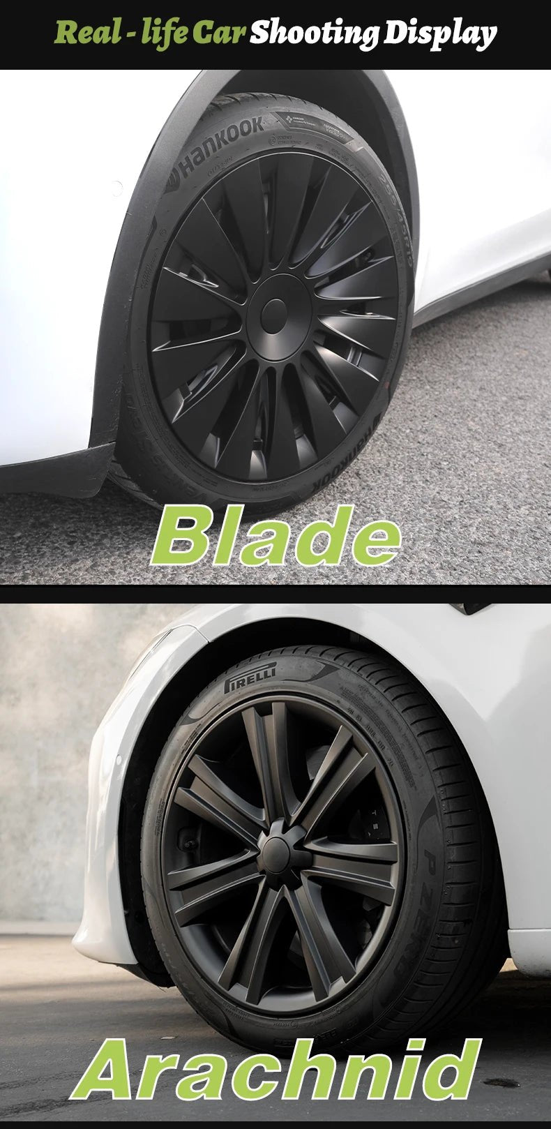 4PCS for Model Y 2020 - 2024 Vehicle Full Coverage Blade Wheel Cover Cap 19 Inch Hubcaps Replacement Accessories Design for Tesla - All in One