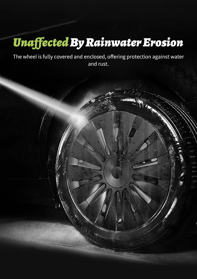 4PCS for Model Y 2020 - 2024 Vehicle Full Coverage Blade Wheel Cover Cap 19 Inch Hubcaps Replacement Accessories Design for Tesla - All in One