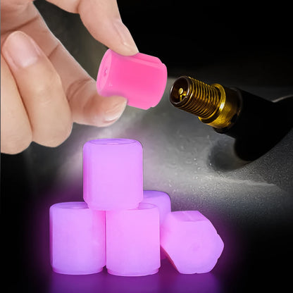 Fluorescent Pink Valve Cap Car Tire Valve Stem Caps for Bike Motorcycle Luminous Wheel Tire Protective Cover 5 Styles