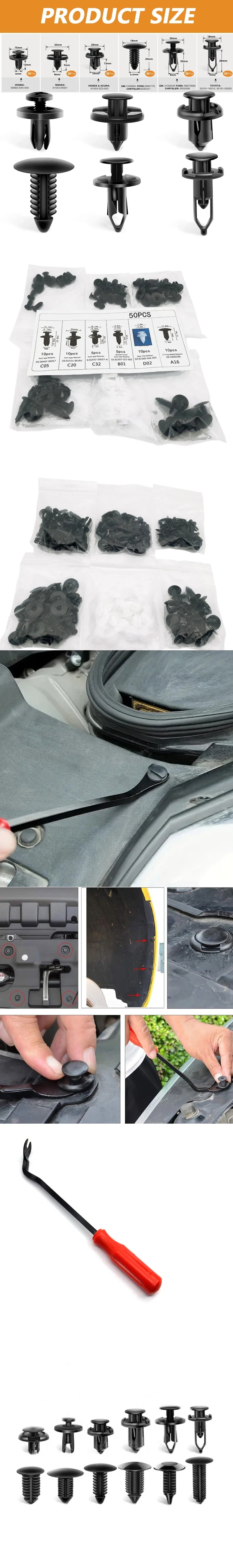 190 Pcs Auto Plastic Buckle Bumper Clips Fixing Nail Kit 6 Styles Plastic Retainer Fasteners Clip Car Body Push Rivets Parts - All in 1