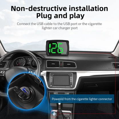 P1 Digital HUD Car Head Up Display On Board Computer Clock Slope Meter GPS Speedometer OBD2 Diagnostic Tools Instrument Cluster