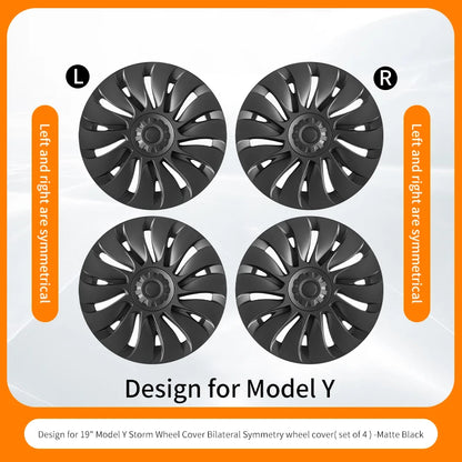 Tesla Model Y Wheel Covers - 19 Inch Storm Style Hubcaps (Set of 4)