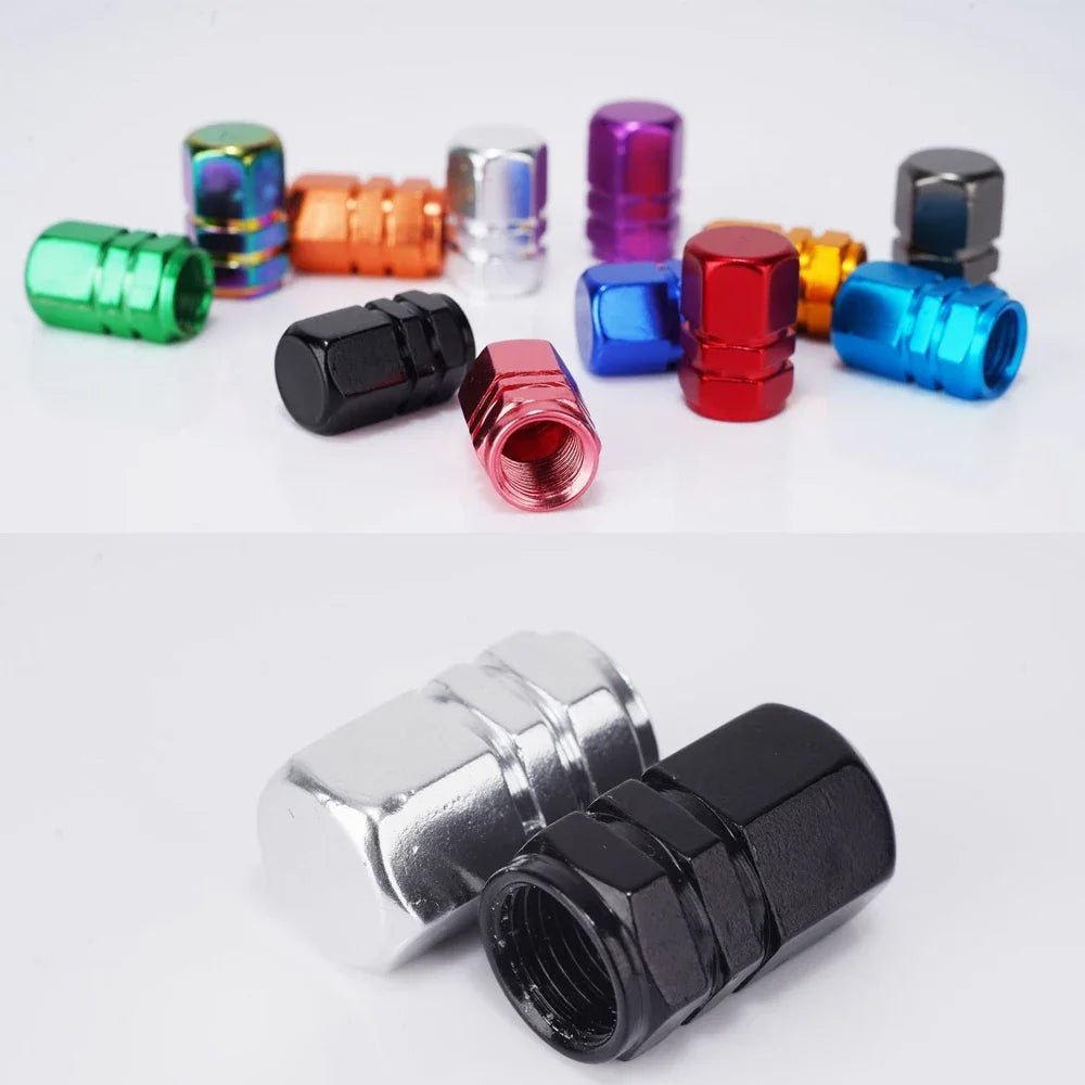 Aluminum Alloy Car Tire Valve Stem Caps Tyre Rim Valve Nipple Covers Dustproof Waterproof For Automobiles Motorcycles Trucks - All in 1