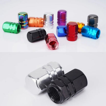 Aluminum Alloy Car Tire Valve Stem Caps Tyre Rim Valve Nipple Covers Dustproof Waterproof For Automobiles Motorcycles Trucks - All in 1