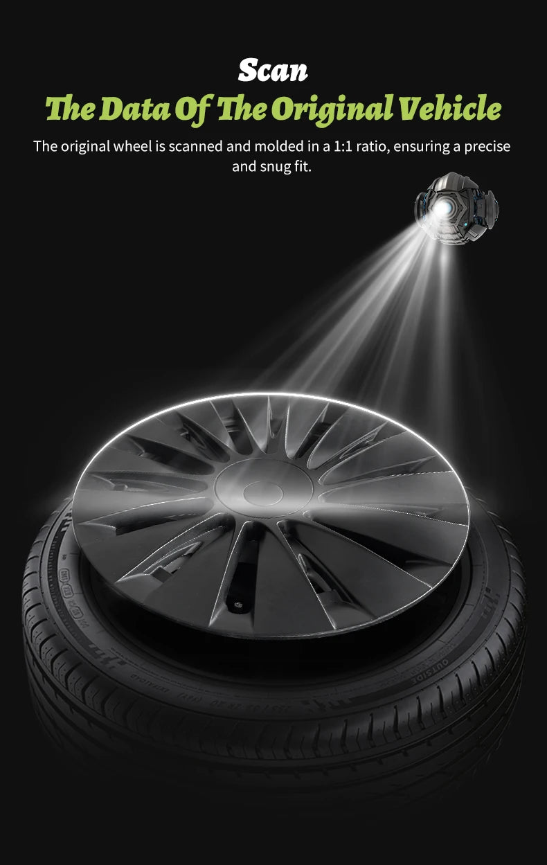 4PCS for Model Y 2020 - 2024 Vehicle Full Coverage Blade Wheel Cover Cap 19 Inch Hubcaps Replacement Accessories Design for Tesla - All in One