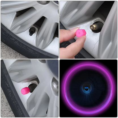 Fluorescent Pink Valve Cap Car Tire Valve Stem Caps for Bike Motorcycle Luminous Wheel Tire Protective Cover 5 Styles