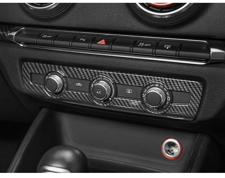 For Audi A3 2014-2020 Carbon Fibre Interior Decorative Mouldings Gear Lever Collar Console Dashboard Armrest Cover Pad Shell