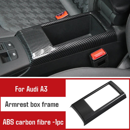 For Audi A3 2014-2020 Carbon Fibre Interior Decorative Mouldings Gear Lever Collar Console Dashboard Armrest Cover Pad Shell